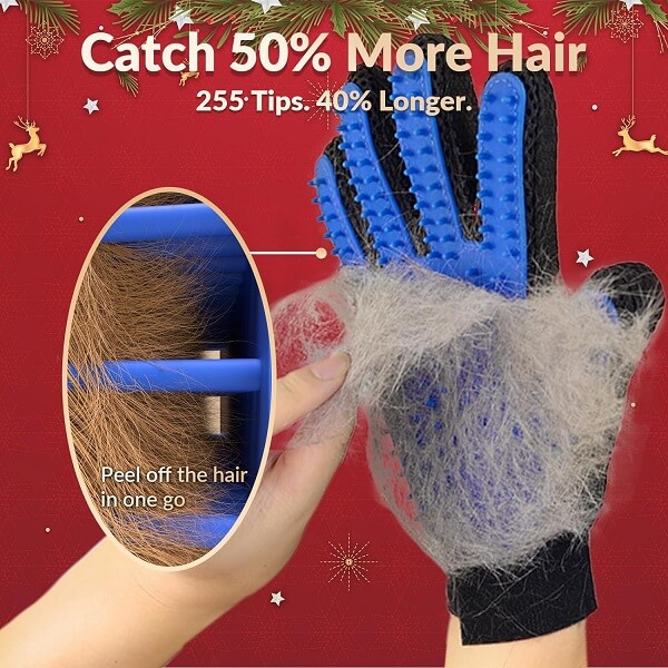DELOMO pet grooming gloves for gentle shedding, efficient pets hair remover mittens for dogs, cats, and horses.