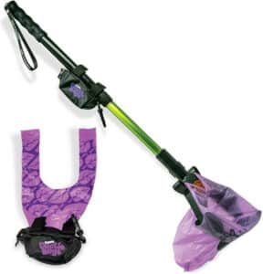 A convenient GoGo Stik Catch-N-Go Pooper Scooper for dogs with included Happy Dootie Bag Dispenser and 12 free bags.
