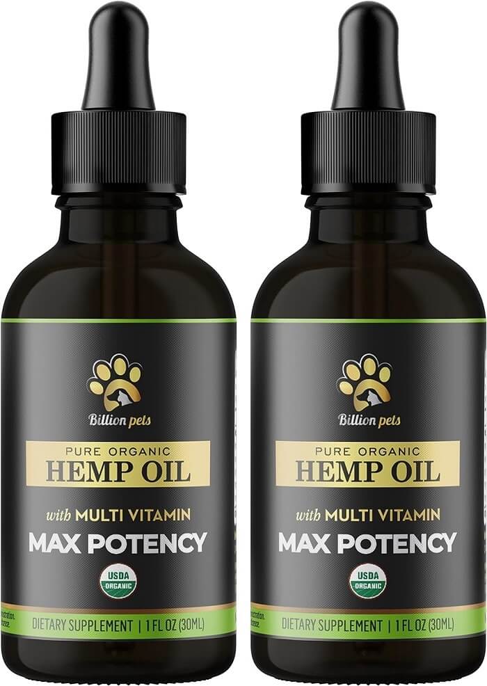 Billion Pets Hemp Oil Drops - Omega Fatty Acids for Pets - Hip and Joint Support, Skin Health - Natural Pet Wellness.