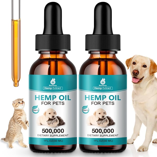 (2 Packs) Pet Hemp Oil - Anxiety, Stress, Pain Relief - Holistic Inflammation, Skin Allergies, Joint & Hip Arthritis - Calming Sleep Aid Organic Extract Drops.