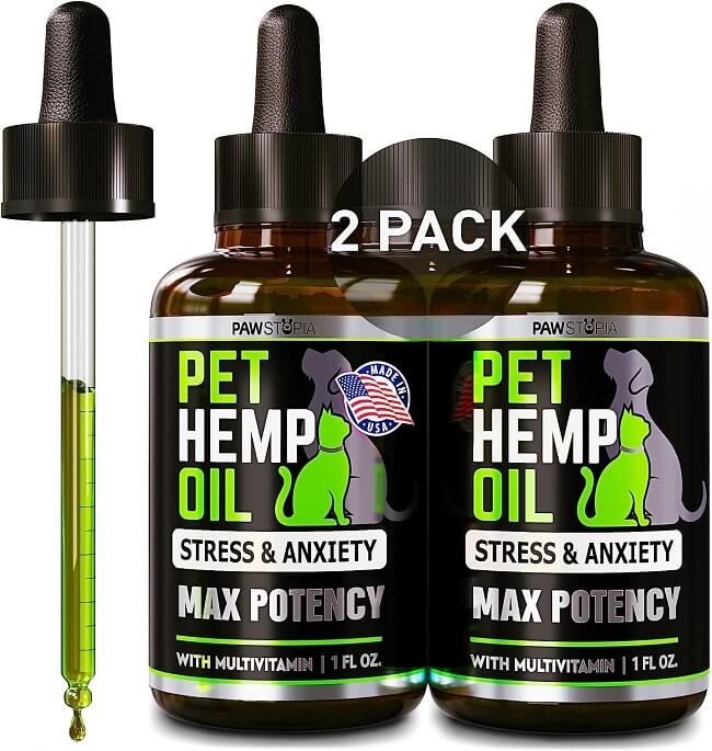(2 Pack) Hemp Oil for Dogs and Cats - Anxiety, Pain Relief, Stress Reduction - Omega 3-6-9 - Pet Hemp Oil Drops Treats - Hip and Joint Suppor.