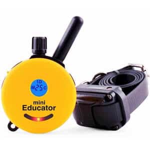 A black Educator ET-300 Ecollar Dog Training Collar with remote control, featuring waterproof design, rechargeable battery, and various training modes.