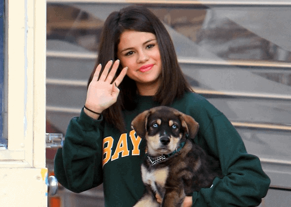 Selena Gomez with her dog