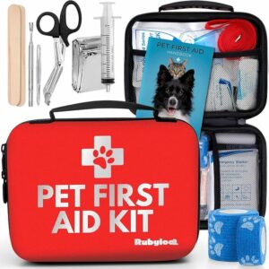 Pet First Aid Kit with Rubyloo Logo - Essential Supplies for Dog Emergency Care.