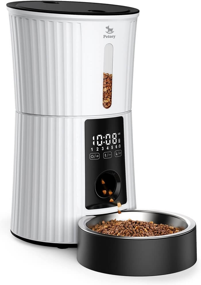 Programmable 4L Dry Food Dispenser for Cats and Small to Medium Dogs - 6 Meals, Desiccant Bag, Dual Power Supply, 10S Voice Recorder.