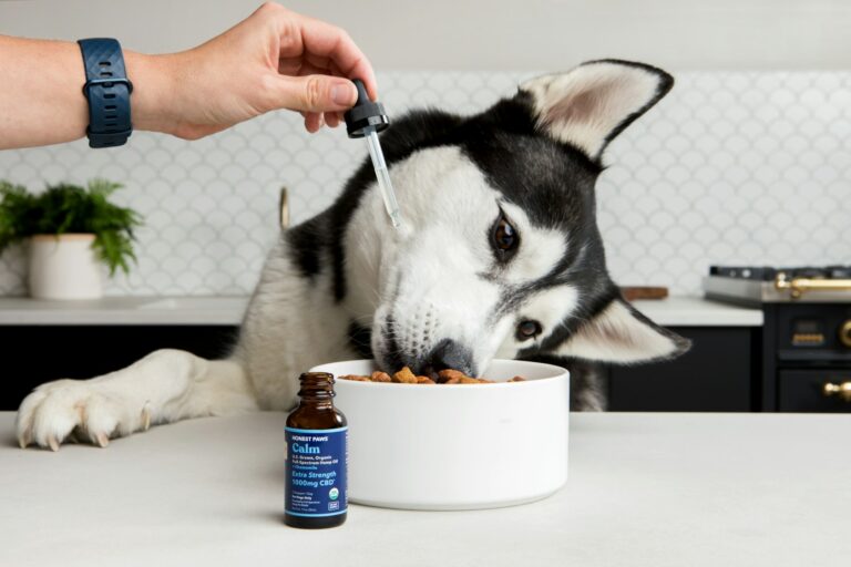 Dog vitamins tablets measuring spoon veterinarian talking dog
