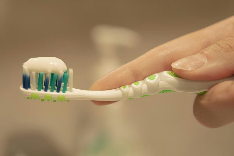 Toothbrush dog toothpaste hand