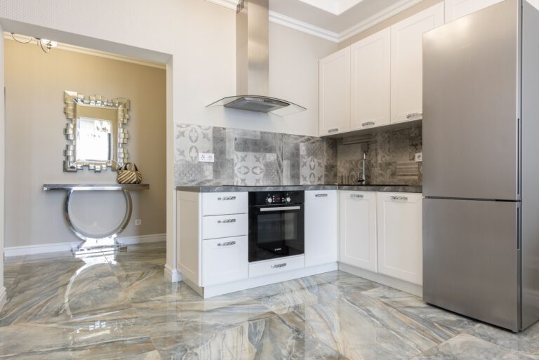 Dog kitchen tiled
