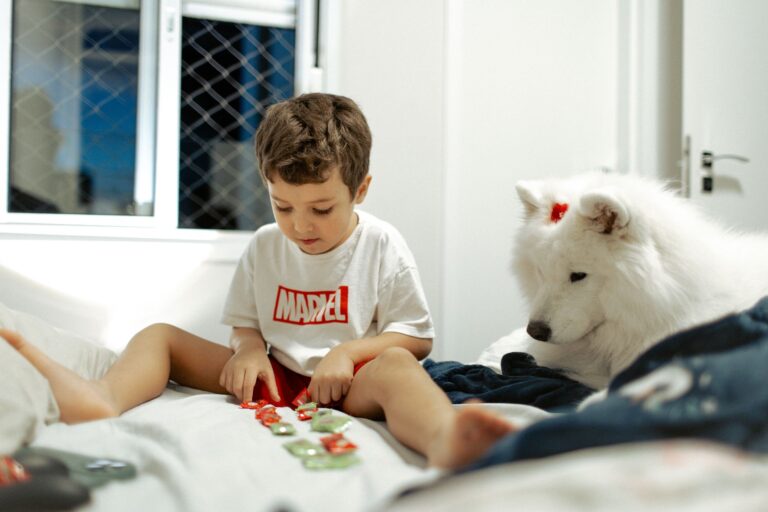 Dog playing indoors